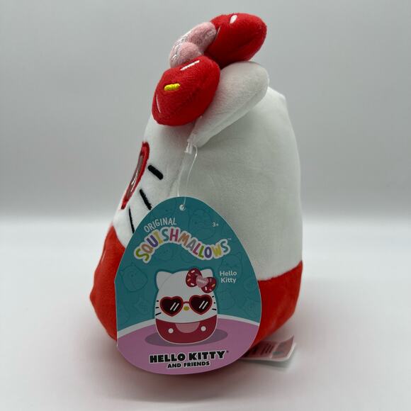 Sanrio Hello Kitty Squishmallow Red Outfit with Heart sunglasses NWT 6.5" - Picture 2 of 5